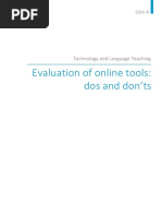 Evaluation of Online Tools: Dos and Don'ts: Unit 4