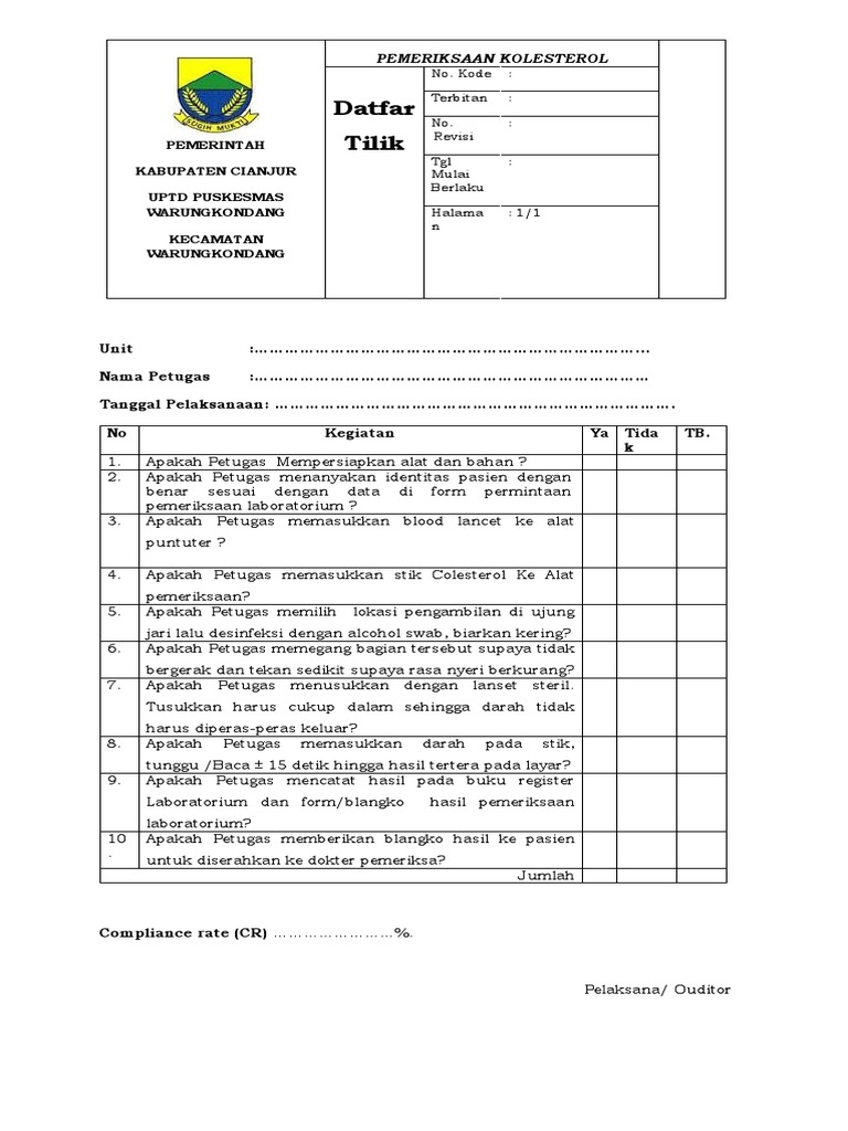 Cholesterol Screening Procedure Review PDF
