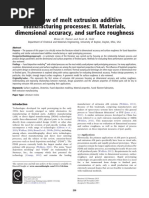 A Review of Melt Extrusion Additive Manufacturing Processes: II. Materials, Dimensional Accuracy, and Surface Roughness