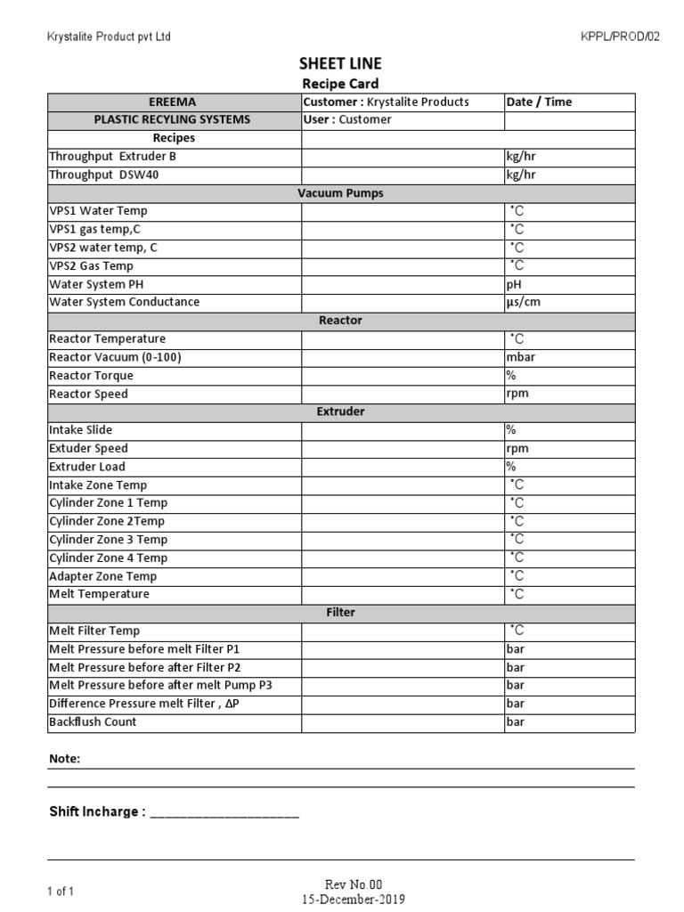 Sheet Line: Recipe Card | PDF | Gases | Engines