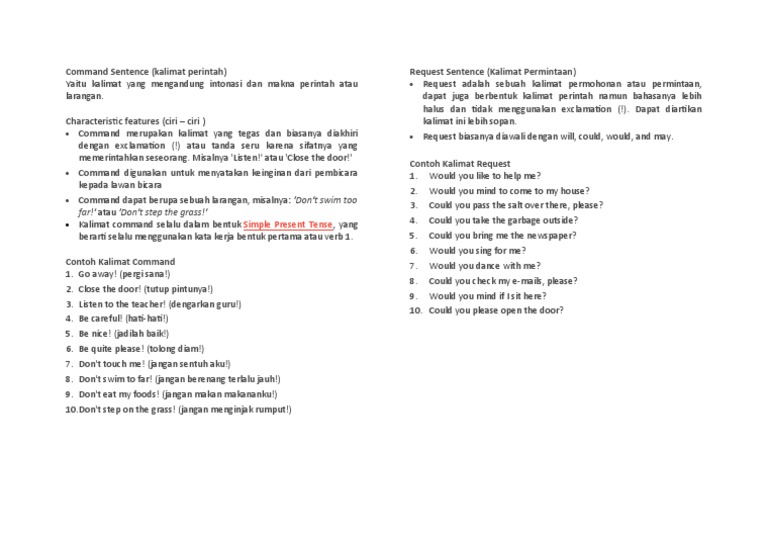Command and Request Sentence | PDF