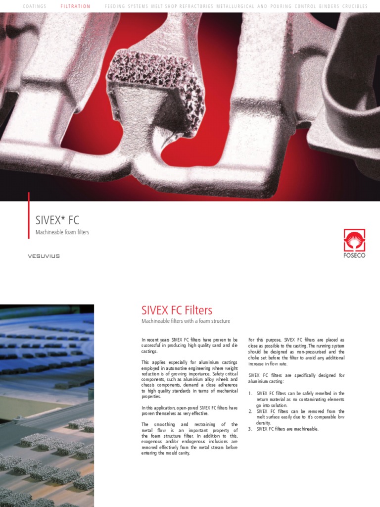 Sivex FC: Machineable Foam Fi Lters | PDF | Casting (Metalworking ...