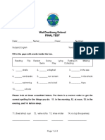 English Final Test Wat Donthong Second Term