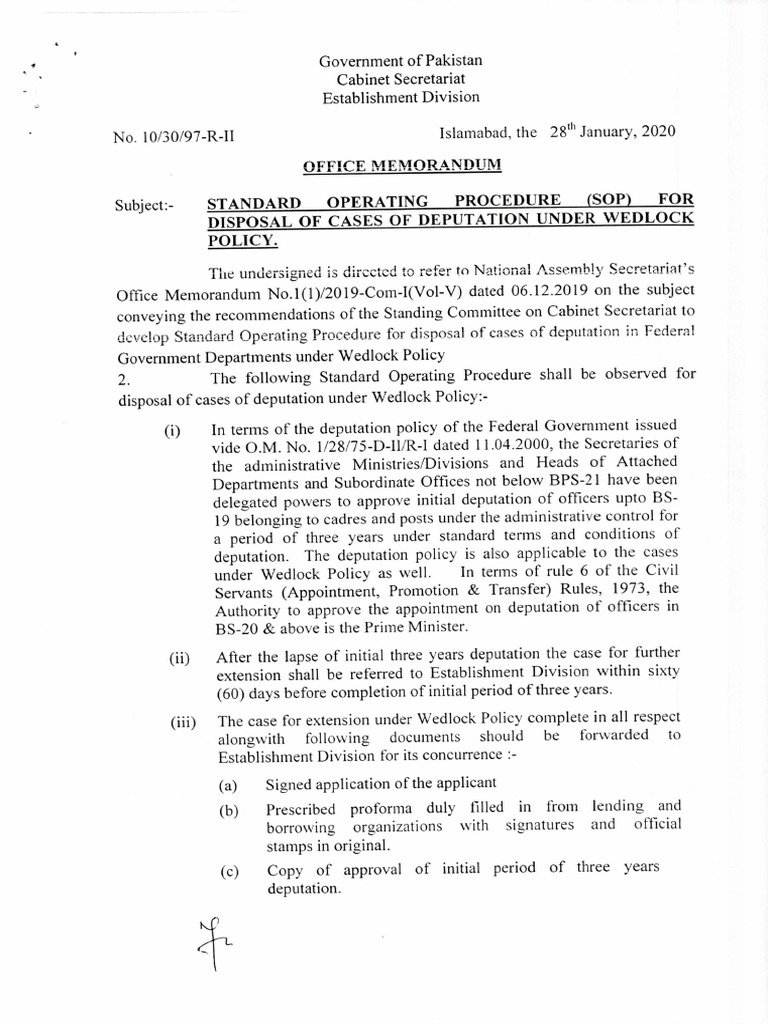 Wedlock Policy 16-3-2020 | PDF | Government Of Pakistan | Policy