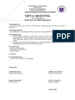 Mpta Meeting: Minutes of The Meeting