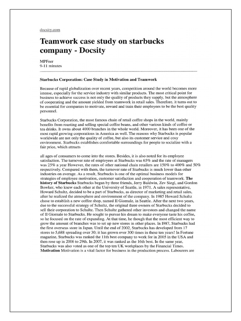 Case Study - Starbucks Teamwork | PDF