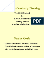 Business Continuity Planning: The KISS Method For Local Governments Stanley France Stan@co - Schoharie.ny - Us