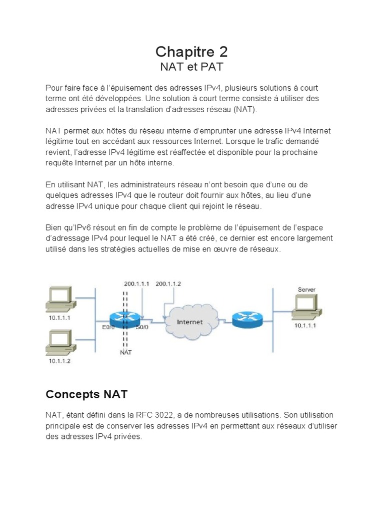 Configuration et fonctionnement du NAT/PAT | PDF | Adresse IP | Pare ...