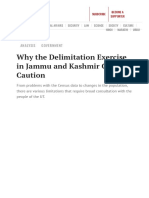   Delimitation Exercise in Jammu and Kashmir