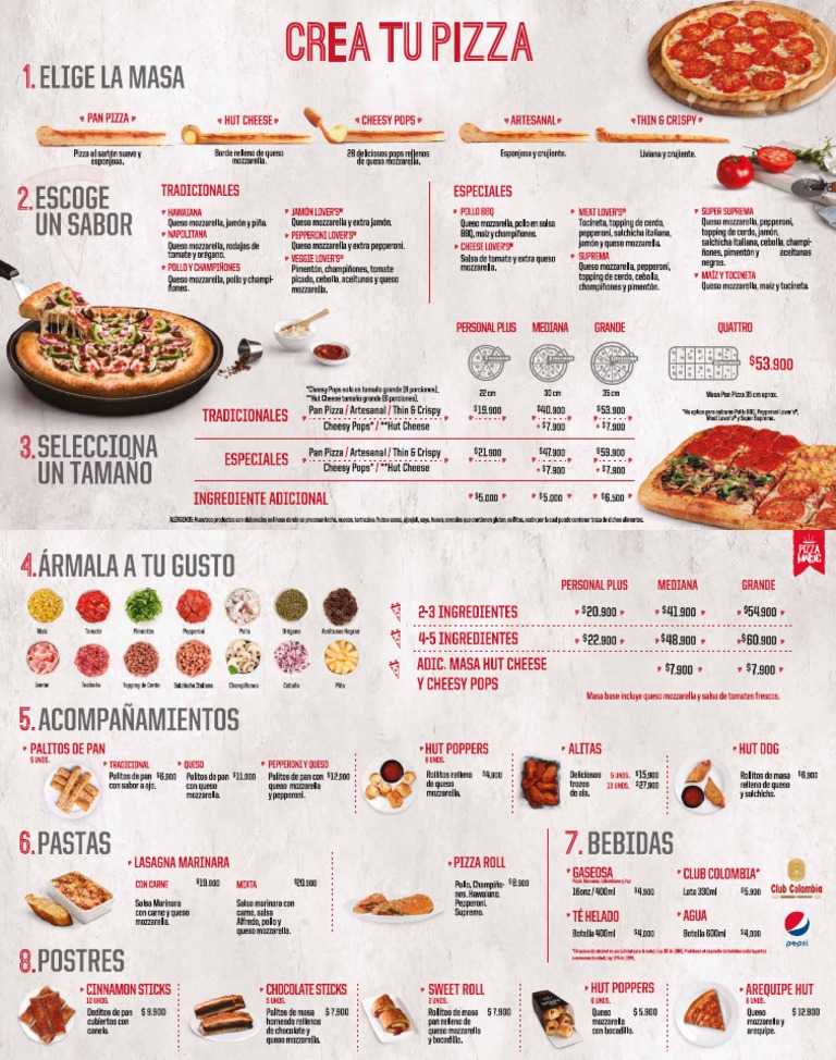 The menu for pizza hut discount