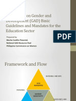 Orientation On Gender and Development (GAD) Basic Guidelines and Mandates For The Education Sector