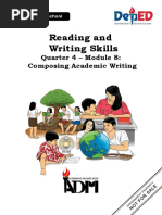 Reading and Writing Skills: Quarter 4 - Module 8: Composing Academic Writing