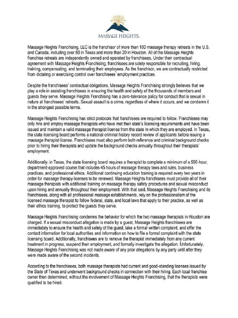 Massage Heights Statement PDF
