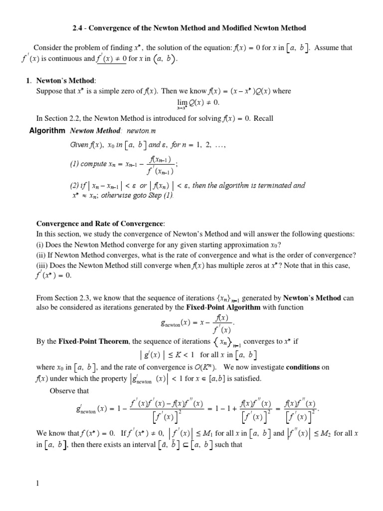 Convergence of Modified Newton's Method | PDF | Teaching Mathematics ...