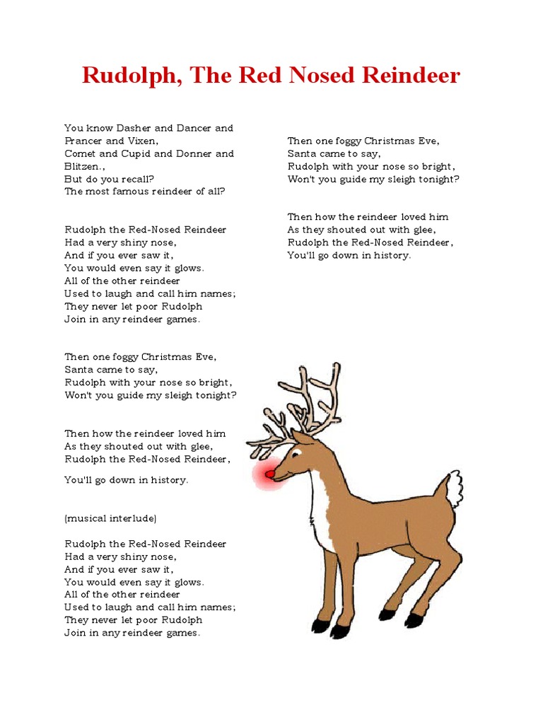 rudolph the red nosed reindeer activities with music songs nursery