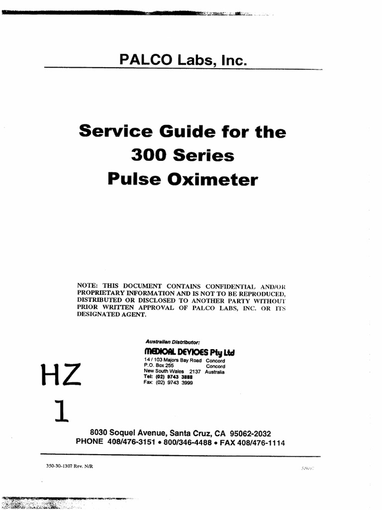 Palco 300 Pulse Oximeter Service Manual PDF