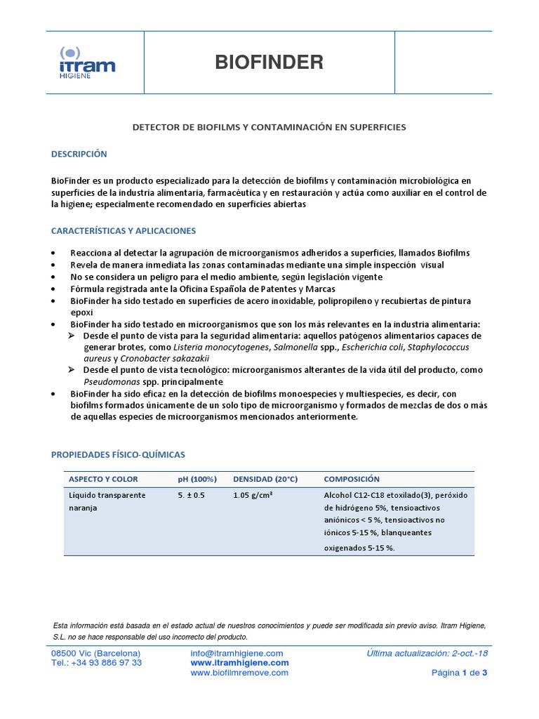 Detector de Biofilms BioFinder | PDF | Química | Naturaleza