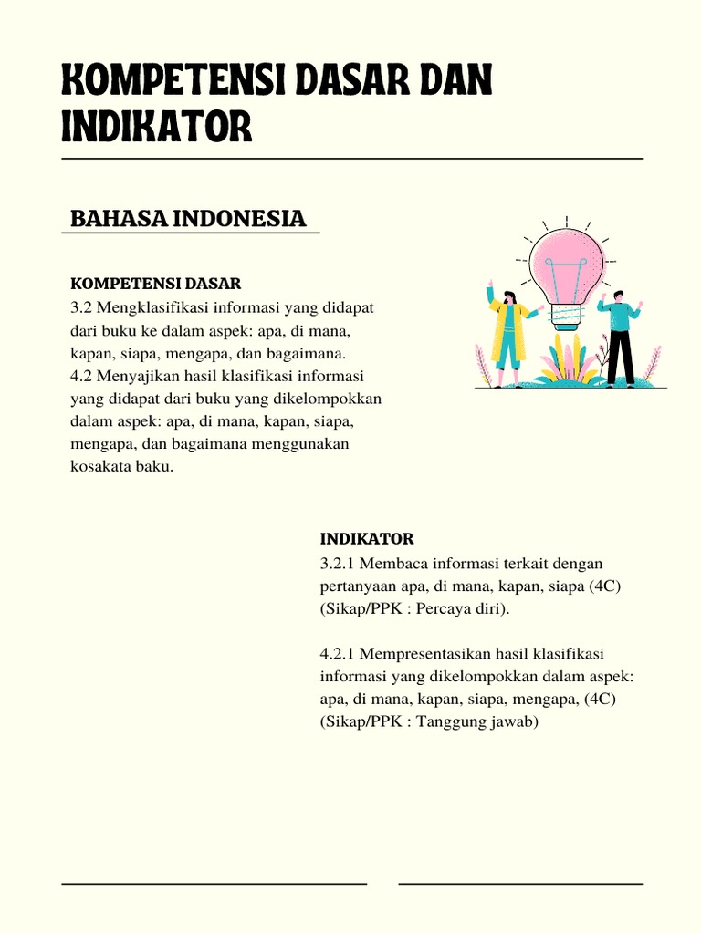 Kompetensi Dasar Dan Indikator | PDF