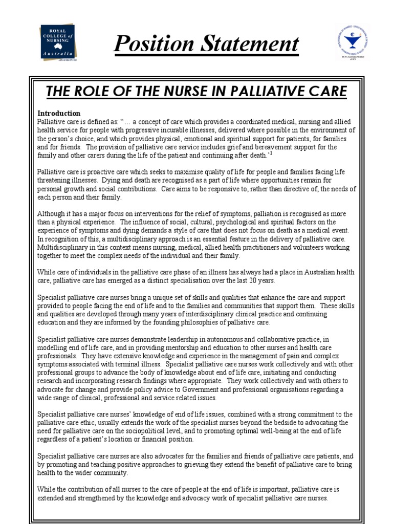 Nurse's Role in Palliative Care | PDF | Palliative Care | End Of Life Care