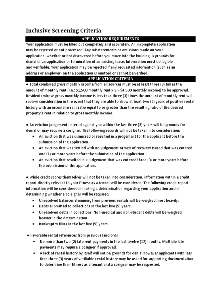 Inclusive Screening Criteria | PDF | Common Law | Justice
