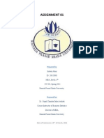 Assignment 01: Imteaz Alam ID: 20G20001 MBA, Batch: 6 CC 503 Spring 2021 Ranada Prasad Shaha University