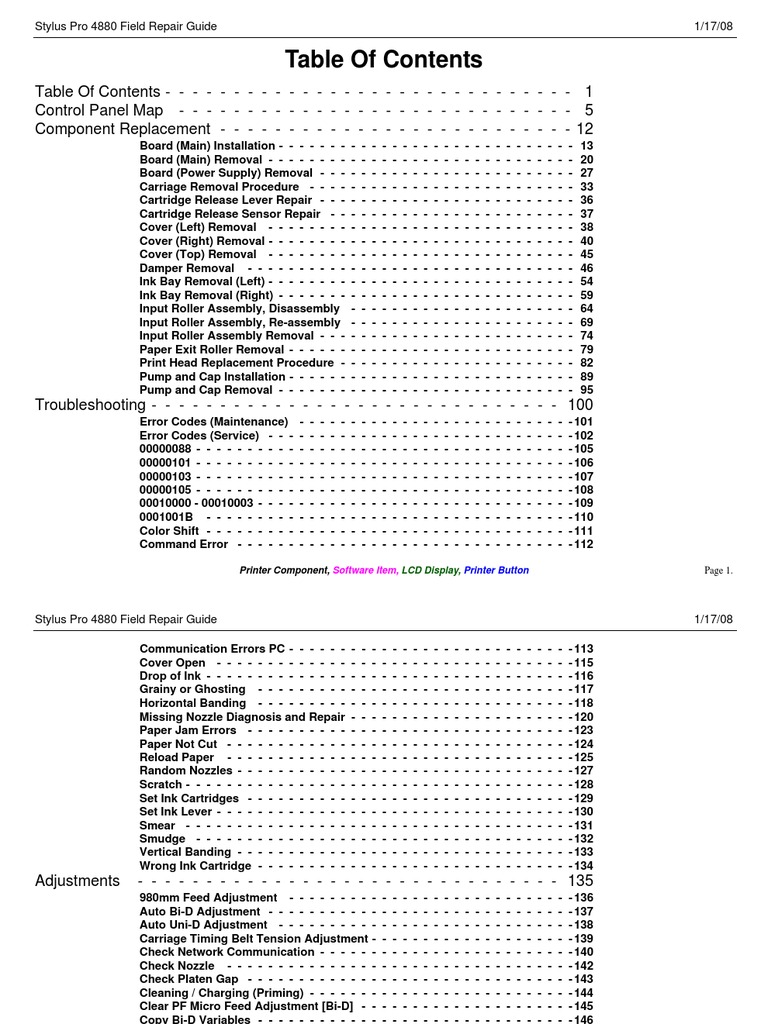 Epson Stylus Pro 4000 Field Repair Guide