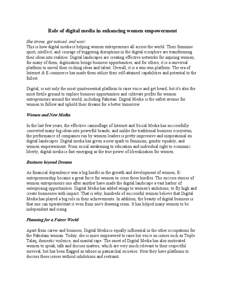 Empowering Women Through Digital Media | PDF | Woman | Entrepreneurship