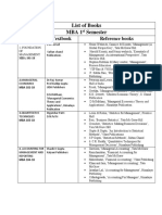 List of Books Mba 1 Semester: Subject Textbook Reference Books