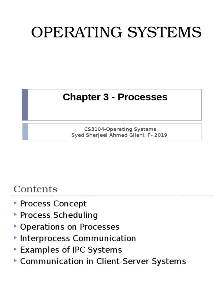 Operating Systems: Chapter 3 - Processes | PDF | Process (Computing ...