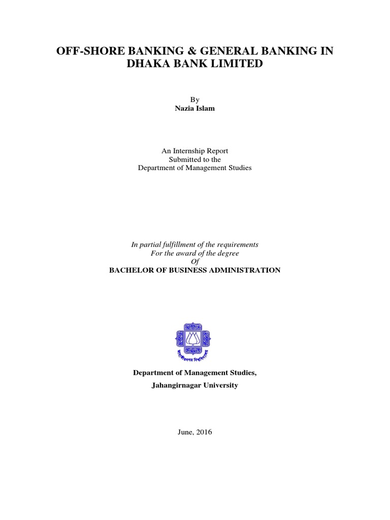 Internship Report On Dhaka Bank Pdf Banks Loans