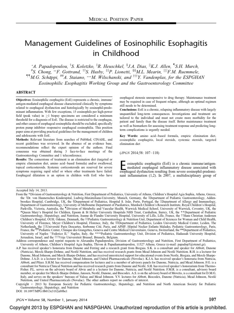Management Guidelines of Eosinophilic Esophagitis.27 | PDF ...