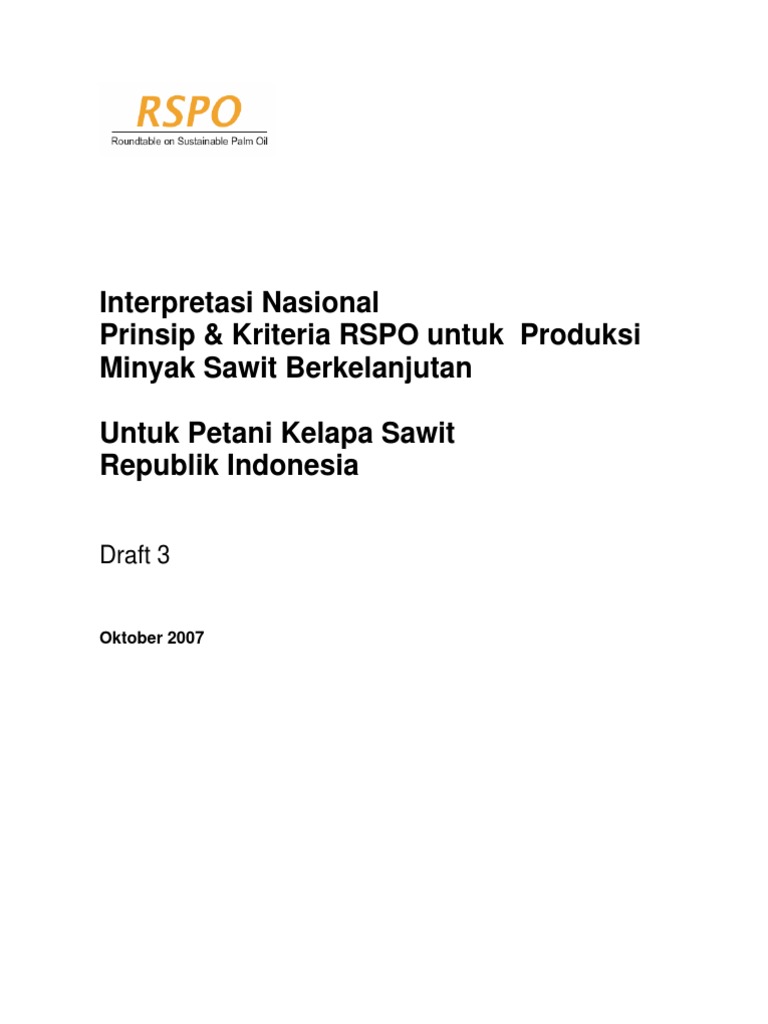 Kriteria RSPO untuk Minyak Sawit Berkelanjutan | PDF