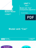 Unit 1: Modal Verb "Can" Comparative Adjectives