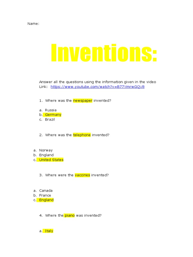 Key Inventions and Their Origins | PDF