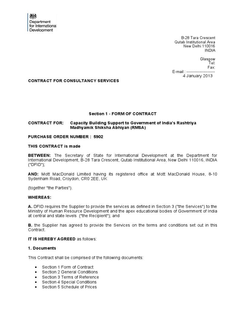 Consultancy Contract for RMSA Support | PDF | Freedom Of Information ...