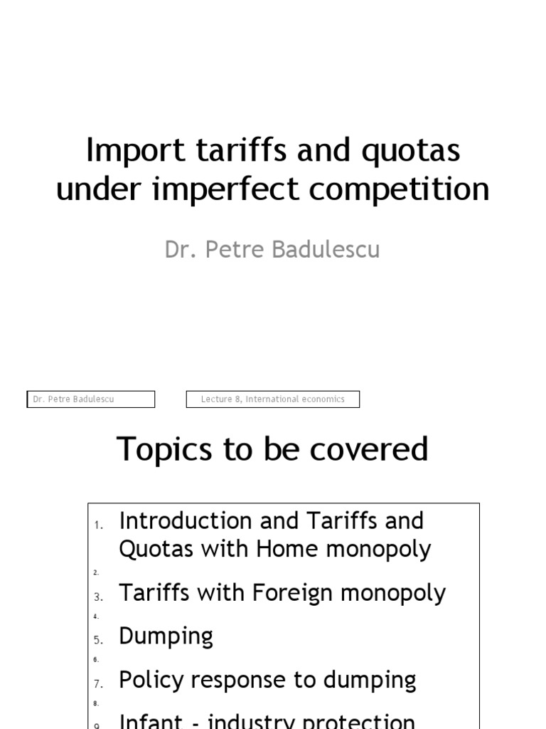 Import Tariffs and Quotas Under Imperfect Competition PDF Monopoly