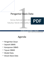 Pengantar Basis Data: Kemas Rahmat Saleh Wiharja Fakultas Teknik Informatika Ittelkom