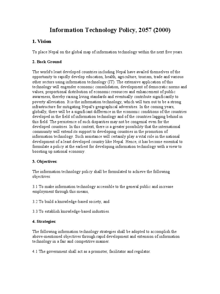 Information Technology Policy | PDF | Internet | Information Technology