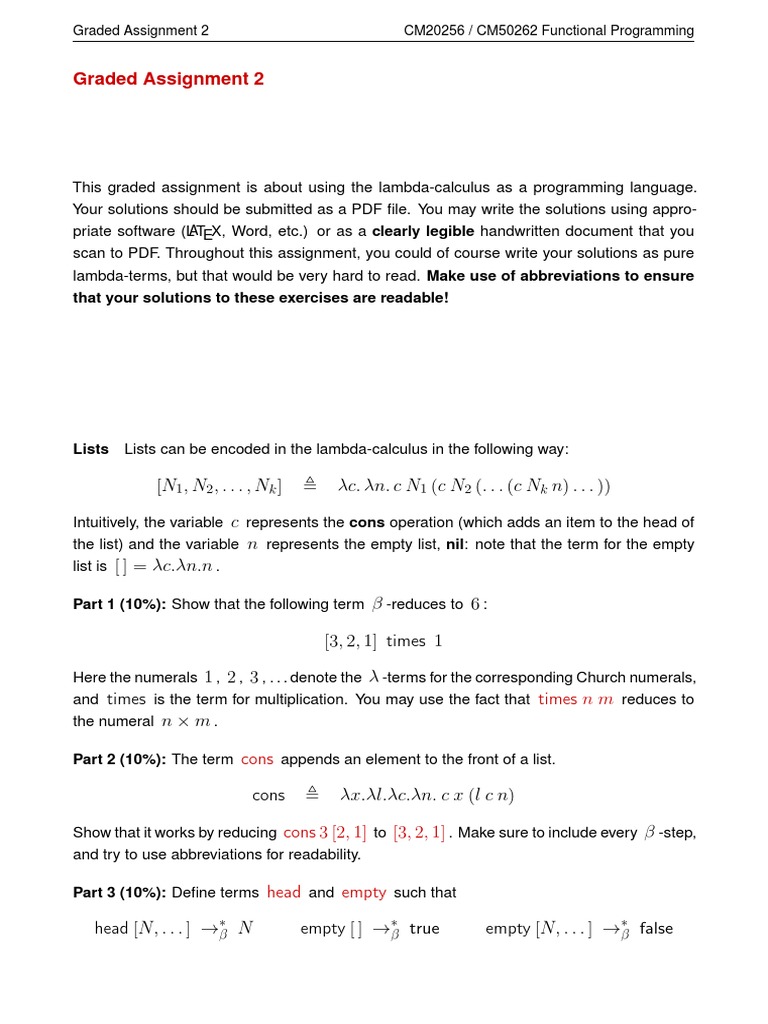 Lambda Calculus Assignment Overview | PDF | Theoretical Computer ...