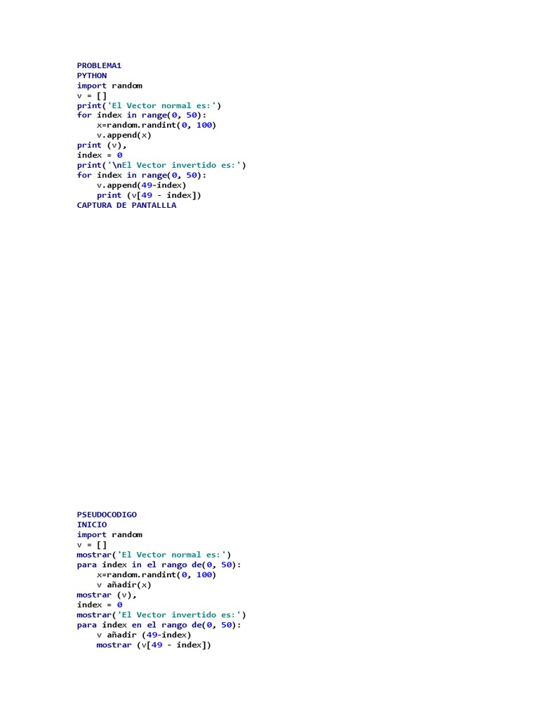 PROBLEMA1 | PDF | Python (lenguaje de programación) | Programación de ...