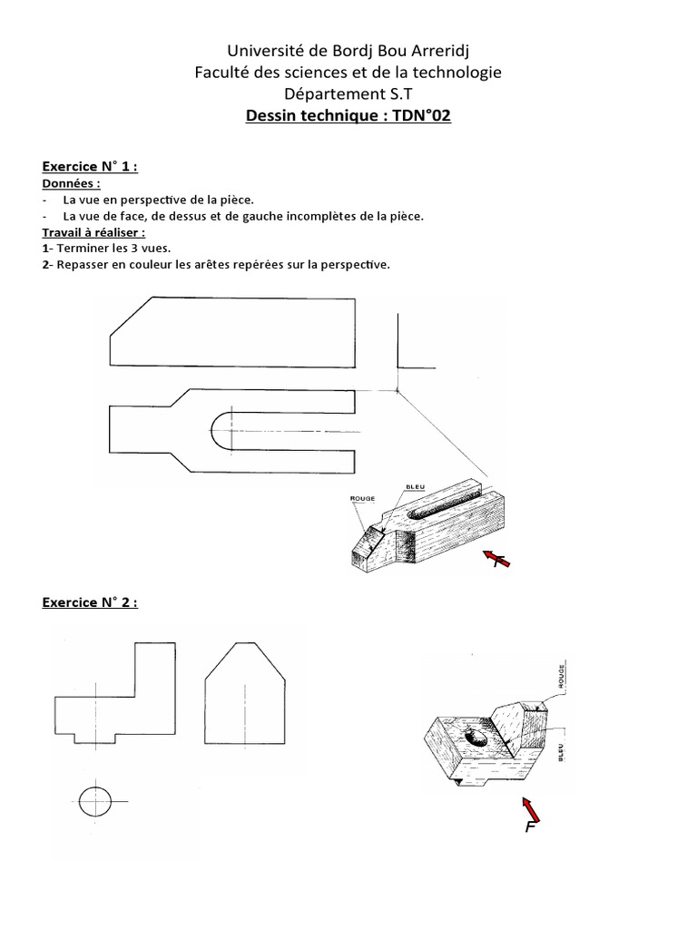 Exercices de Dessin Technique en Vues | PDF | Dessin technique ...