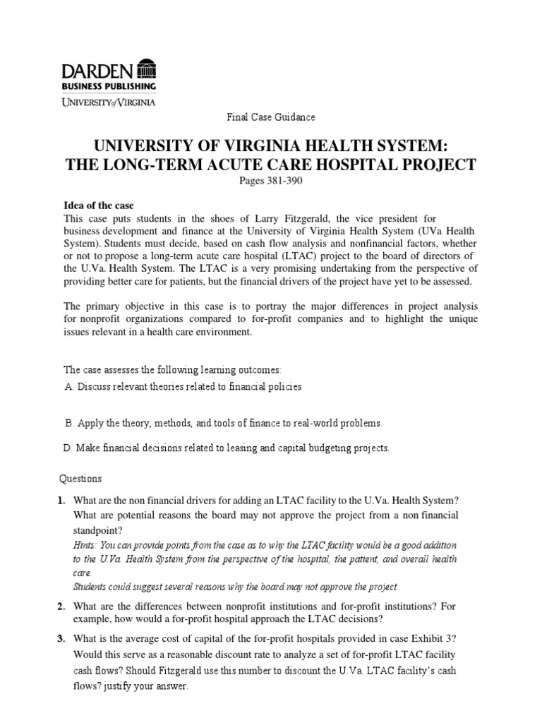 UVA Health System LTAC Hospital Case Guidance PDF Health System