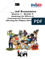 ABM Applied Economics Module 6 Analyze The Effects of Contemporary Economic Issues Affecting The Filipino Entrepreneur