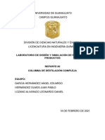 Universidad de Guanajuato Campus Guanajuato: Laboratorio de Diseño Y Simulación de Procesos Y Productos