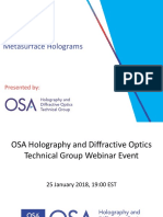 Metasurface Holograms (OSA Webinar 2018-1-25)