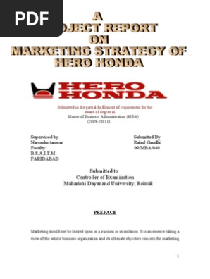 Marketing Strategy of Hero Honda  PDF  Swot Analysis  Market 