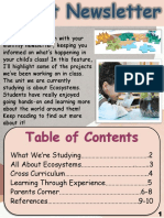 Parent Newsletter Ecosystems Unit