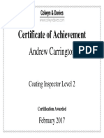 Andrew Carrington - Certificate