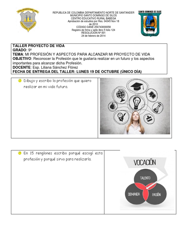 Taller Proyecto de Vida 9° | PDF | Pescado
