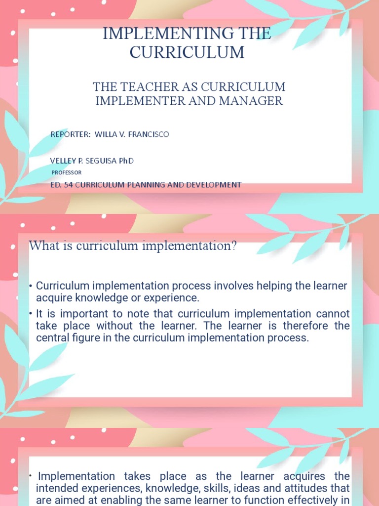 Teacher Roles in Curriculum Implementation | PDF | Curriculum | Teachers